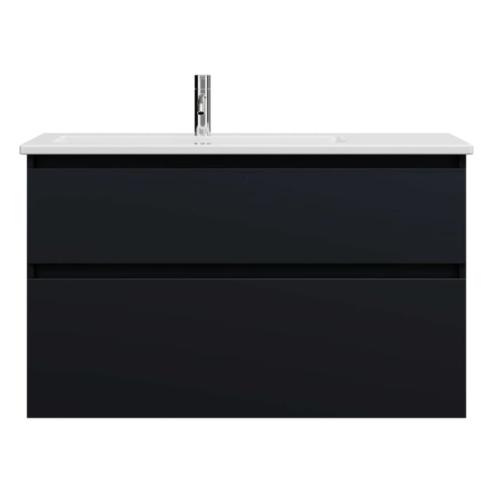 burgbad Lin20 Waschtischunterschrank mit Keramik-Waschtisch 103 cm, 2 Auszüge, links