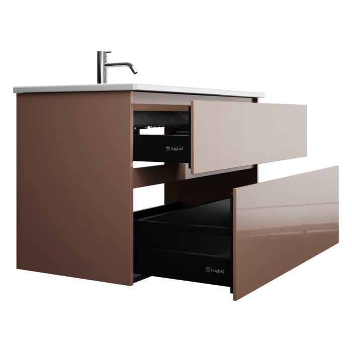 burgbad Lin20 Waschtischunterschrank mit Keramik-Waschtisch 103 cm, 2 Auszüge, links