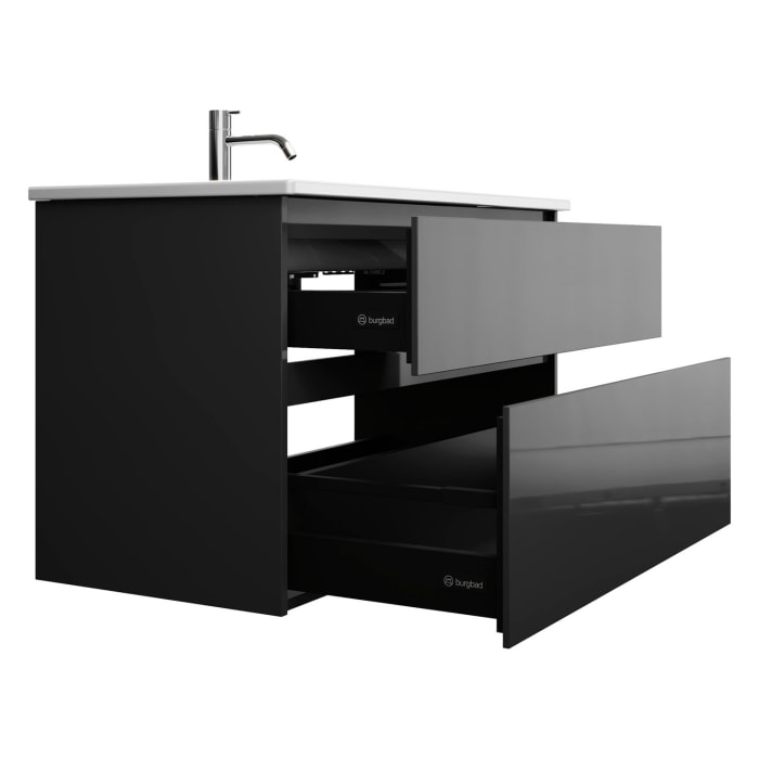 burgbad Lin20 Waschtischunterschrank mit Keramik-Waschtisch 103 cm, 2 Auszüge, links