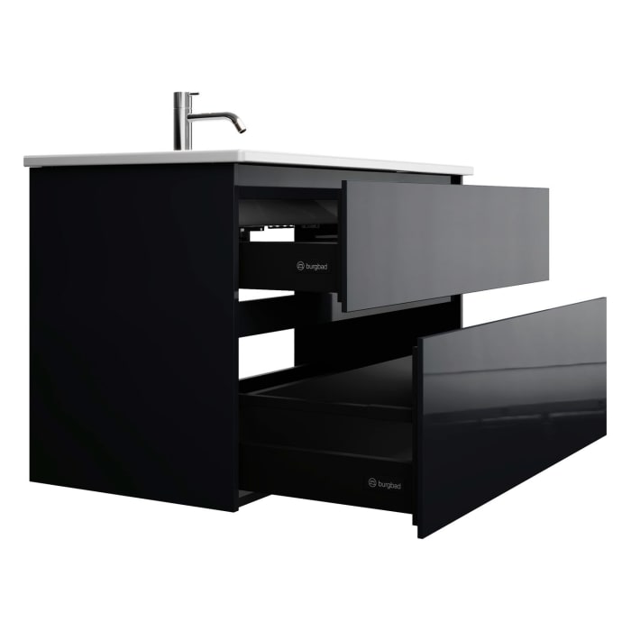 burgbad Lin20 Waschtischunterschrank mit Keramik-Waschtisch 103 cm, 2 Auszüge, links