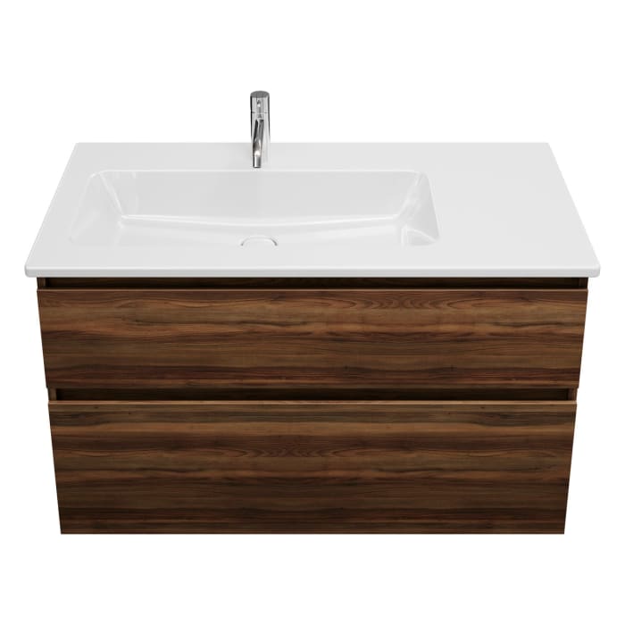 burgbad Lin20 Waschtischunterschrank mit Keramik-Waschtisch 103 cm, 2 Auszüge, links