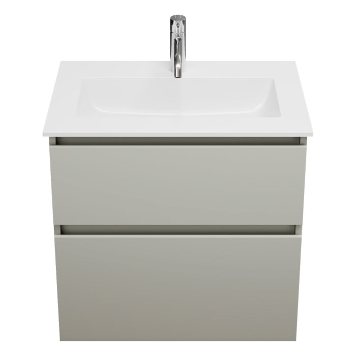 burgbad Lin20 Waschtischunterschrank mit Mineralguss-Waschtisch 62 cm, 2 Auszüge