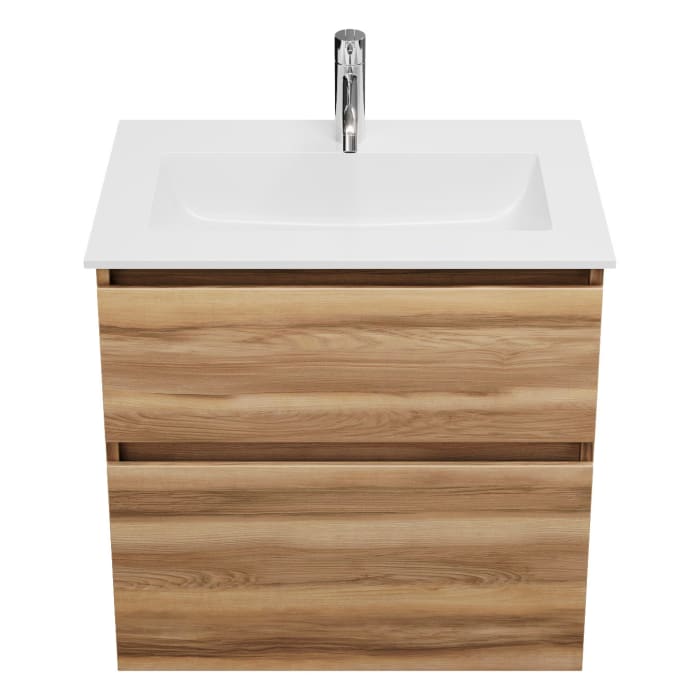 burgbad Lin20 Waschtischunterschrank mit Mineralguss-Waschtisch 62 cm, 2 Auszüge