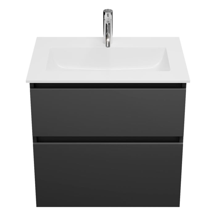 burgbad Lin20 Waschtischunterschrank mit Mineralguss-Waschtisch 62 cm, 2 Auszüge