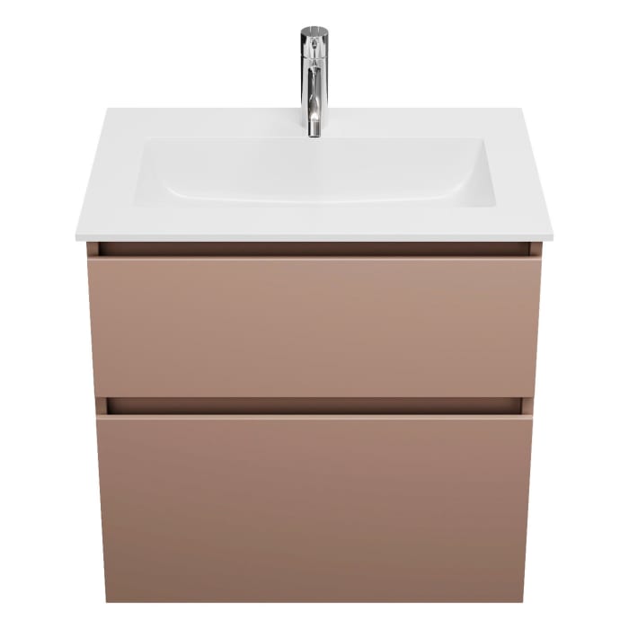 burgbad Lin20 Waschtischunterschrank mit Mineralguss-Waschtisch 62 cm, 2 Auszüge