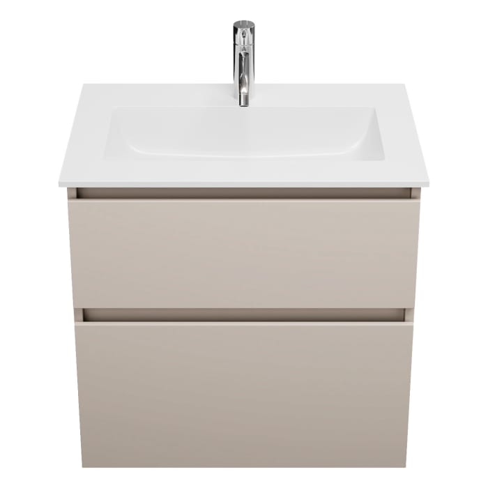 burgbad Lin20 Waschtischunterschrank mit Mineralguss-Waschtisch 62 cm, 2 Auszüge