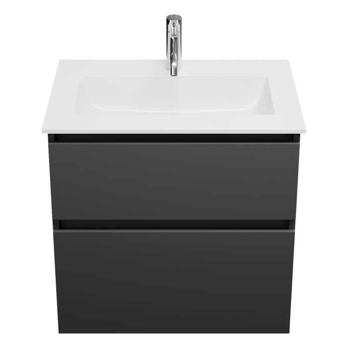 burgbad Lin20 Waschtischunterschrank mit Mineralguss-Waschtisch 62 cm, 2 Auszüge