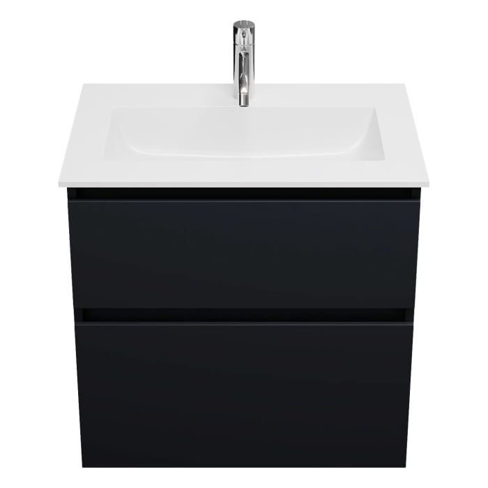 burgbad Lin20 Waschtischunterschrank mit Mineralguss-Waschtisch 62 cm, 2 Auszüge