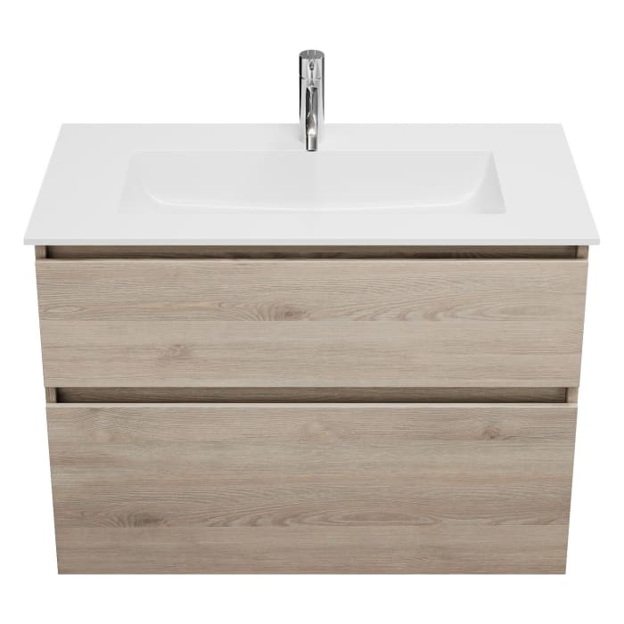 burgbad Lin20 Waschtischunterschrank mit Mineralguss-Waschtisch 82 cm, 2 Auszüge