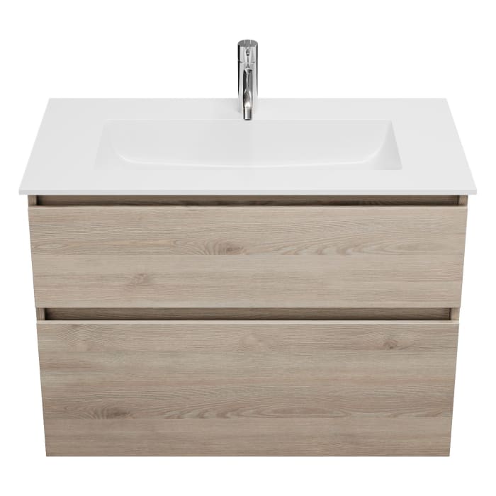 burgbad Lin20 Waschtischunterschrank mit Mineralguss-Waschtisch 82 cm, 2 Auszüge