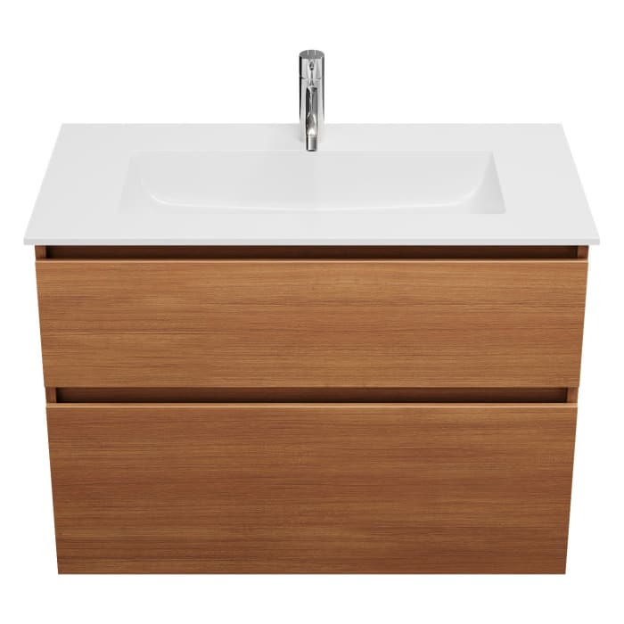 burgbad Lin20 Waschtischunterschrank mit Mineralguss-Waschtisch 82 cm, 2 Auszüge