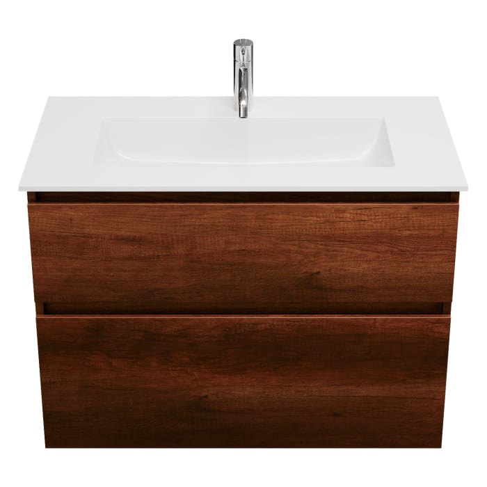 burgbad Lin20 Waschtischunterschrank mit Mineralguss-Waschtisch 82 cm, 2 Auszüge