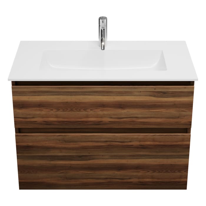 burgbad Lin20 Waschtischunterschrank mit Mineralguss-Waschtisch 82 cm, 2 Auszüge