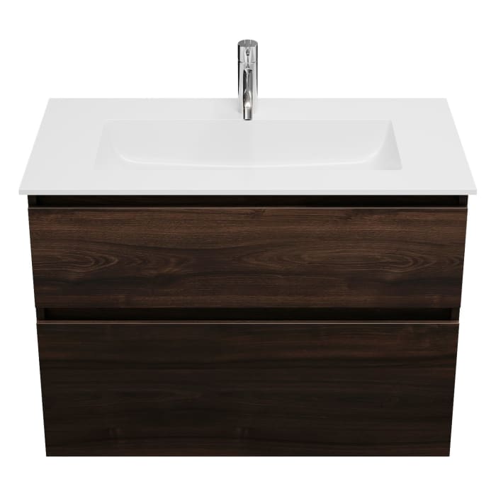 burgbad Lin20 Waschtischunterschrank mit Mineralguss-Waschtisch 82 cm, 2 Auszüge