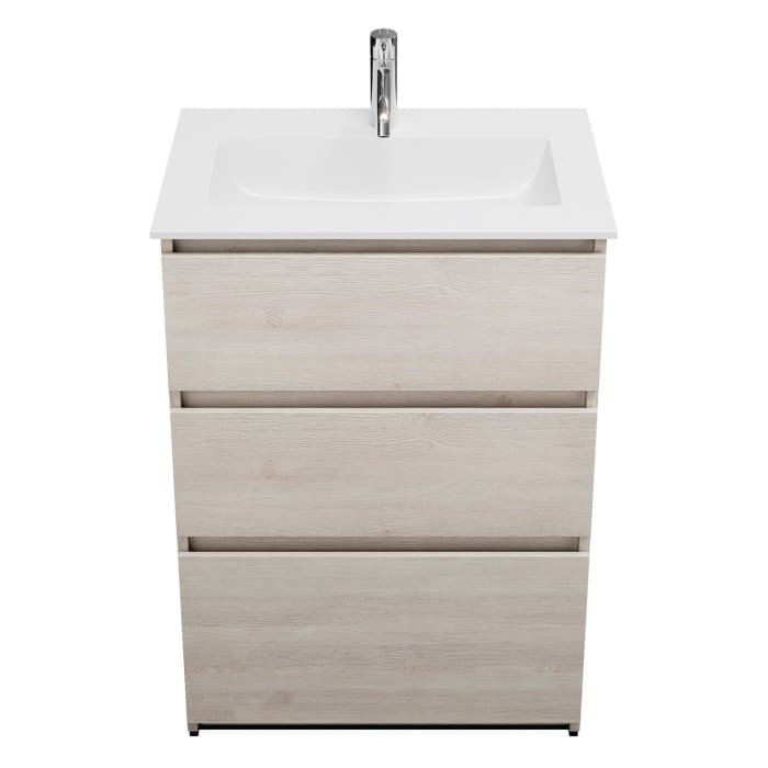 burgbad Lin20 Waschtischunterschrank mit Mineralguss-Waschtisch 62 cm, 3 Auszüge