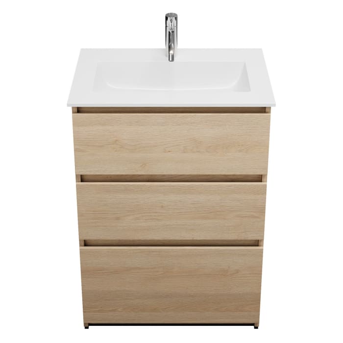 burgbad Lin20 Waschtischunterschrank mit Mineralguss-Waschtisch 62 cm, 3 Auszüge