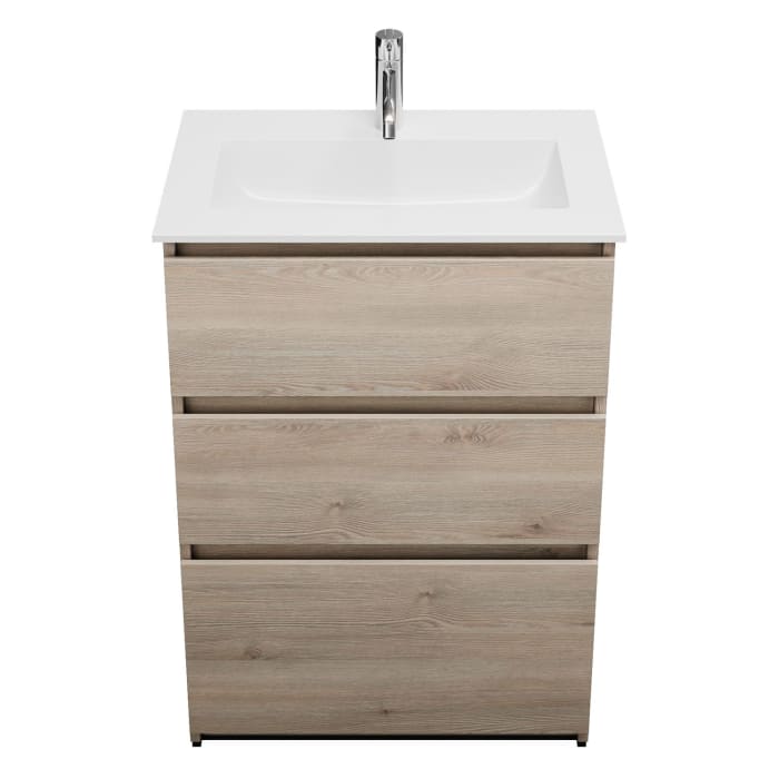 burgbad Lin20 Waschtischunterschrank mit Mineralguss-Waschtisch 62 cm, 3 Auszüge