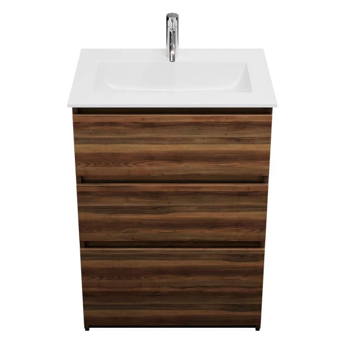 burgbad Lin20 Waschtischunterschrank mit Mineralguss-Waschtisch 62 cm, 3 Auszüge