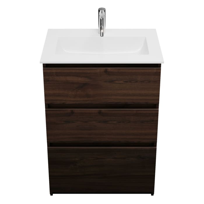 burgbad Lin20 Waschtischunterschrank mit Mineralguss-Waschtisch 62 cm, 3 Auszüge