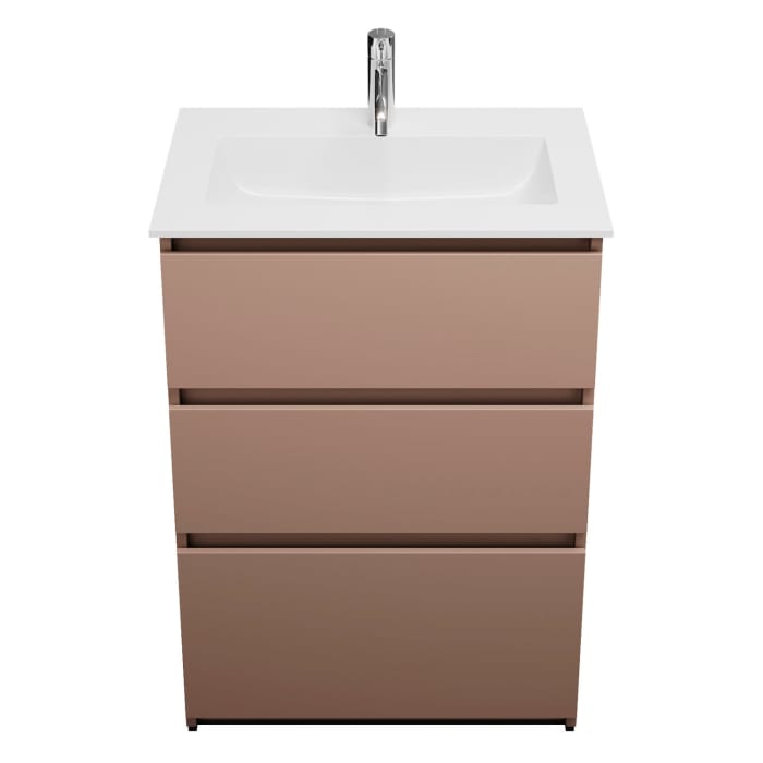 burgbad Lin20 Waschtischunterschrank mit Mineralguss-Waschtisch 62 cm, 3 Auszüge