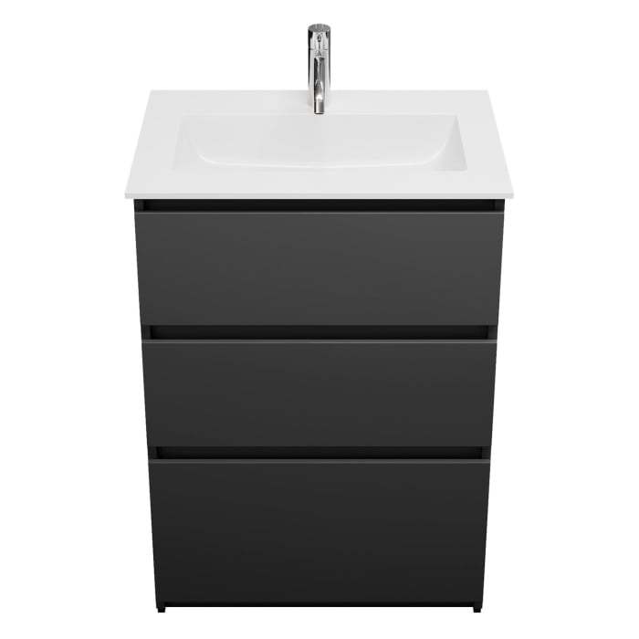 burgbad Lin20 Waschtischunterschrank mit Mineralguss-Waschtisch 62 cm, 3 Auszüge