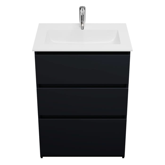 burgbad Lin20 Waschtischunterschrank mit Mineralguss-Waschtisch 62 cm, 3 Auszüge