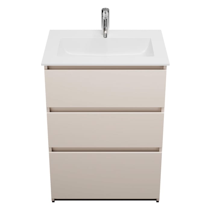 burgbad Lin20 Waschtischunterschrank mit Mineralguss-Waschtisch 62 cm, 3 Auszüge