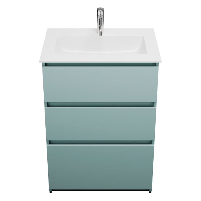 burgbad Lin20 Waschtischunterschrank mit Mineralguss-Waschtisch 62 cm, 3 Auszüge