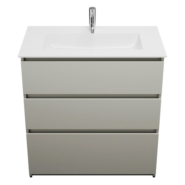 burgbad Lin20 Waschtischunterschrank mit Mineralguss-Waschtisch 82 cm, 3 Auszüge