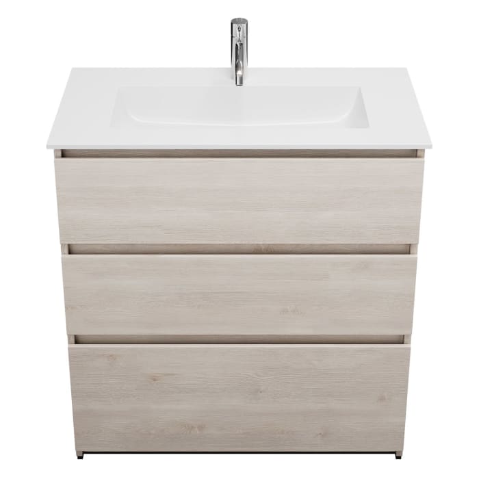 burgbad Lin20 Waschtischunterschrank mit Mineralguss-Waschtisch 82 cm, 3 Auszüge