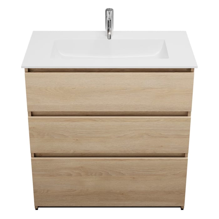 burgbad Lin20 Waschtischunterschrank mit Mineralguss-Waschtisch 82 cm, 3 Auszüge