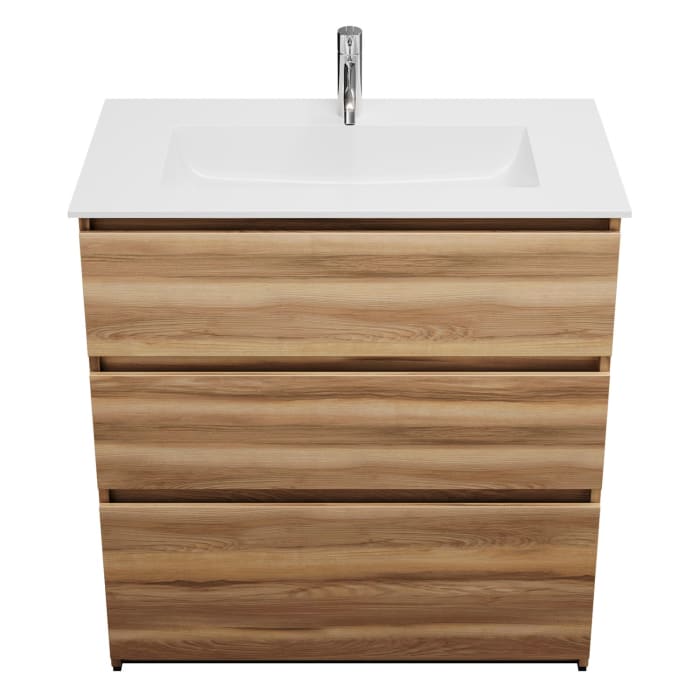 burgbad Lin20 Waschtischunterschrank mit Mineralguss-Waschtisch 82 cm, 3 Auszüge