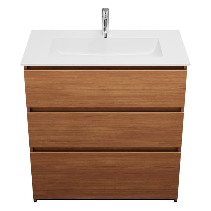 burgbad Lin20 Waschtischunterschrank mit Mineralguss-Waschtisch 82 cm, 3 Auszüge