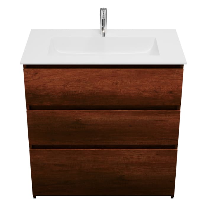 burgbad Lin20 Waschtischunterschrank mit Mineralguss-Waschtisch 82 cm, 3 Auszüge