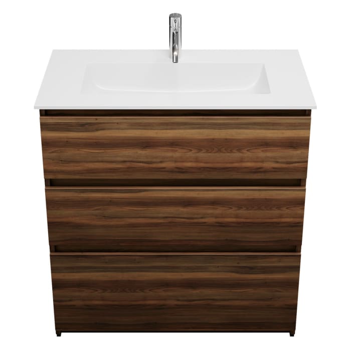 burgbad Lin20 Waschtischunterschrank mit Mineralguss-Waschtisch 82 cm, 3 Auszüge