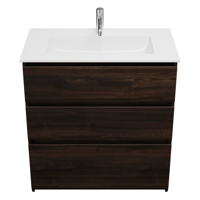 burgbad Lin20 Waschtischunterschrank mit Mineralguss-Waschtisch 82 cm, 3 Auszüge