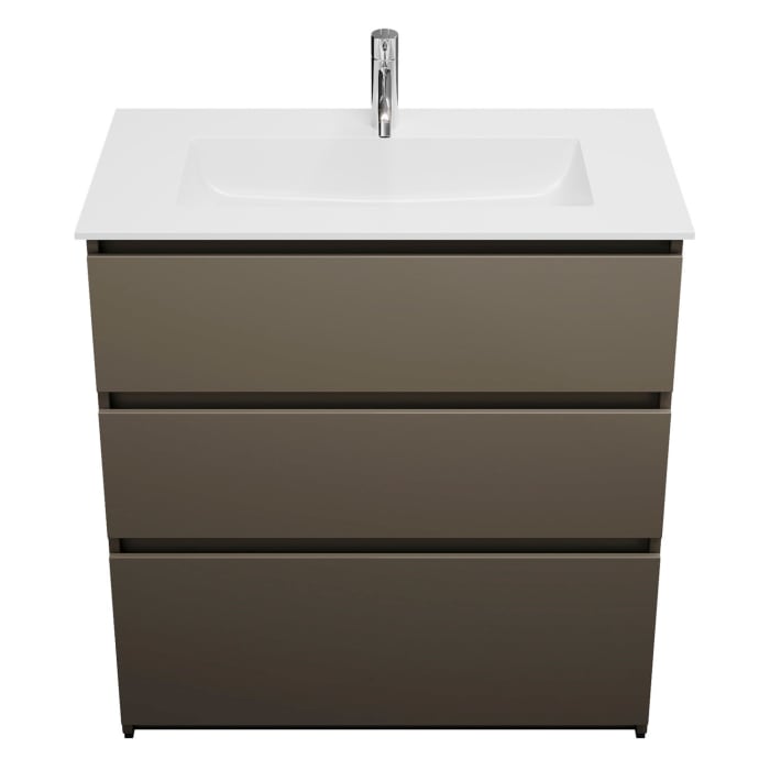 burgbad Lin20 Waschtischunterschrank mit Mineralguss-Waschtisch 82 cm, 3 Auszüge