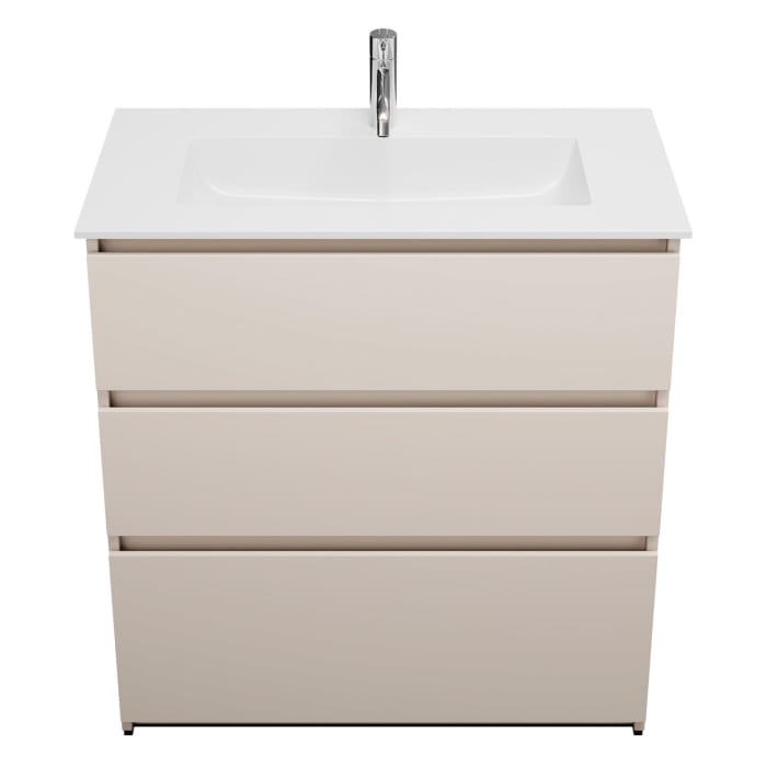 burgbad Lin20 Waschtischunterschrank mit Mineralguss-Waschtisch 82 cm, 3 Auszüge