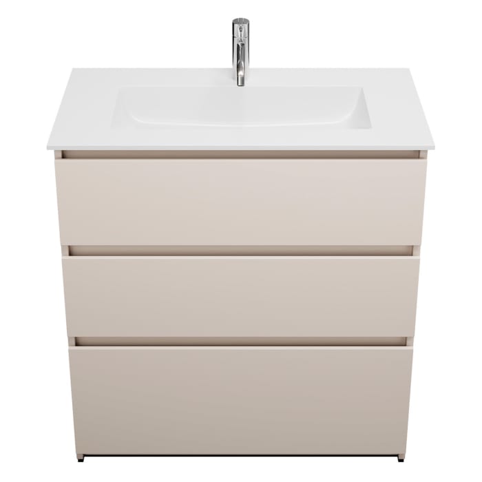 burgbad Lin20 Waschtischunterschrank mit Mineralguss-Waschtisch 82 cm, 3 Auszüge