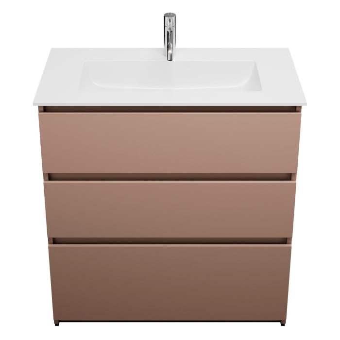 burgbad Lin20 Waschtischunterschrank mit Mineralguss-Waschtisch 82 cm, 3 Auszüge