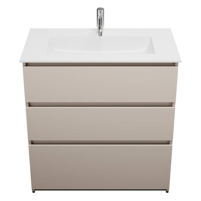 burgbad Lin20 Waschtischunterschrank mit Mineralguss-Waschtisch 82 cm, 3 Auszüge