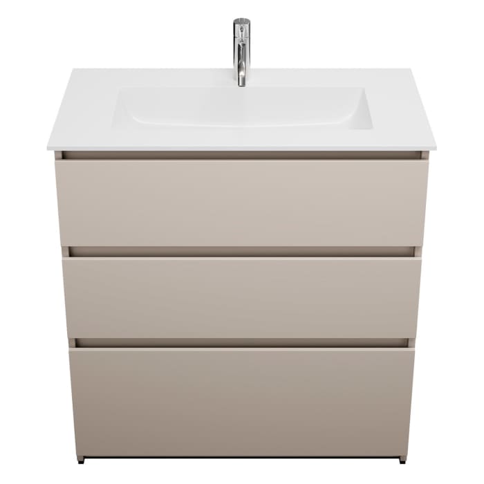 burgbad Lin20 Waschtischunterschrank mit Mineralguss-Waschtisch 82 cm, 3 Auszüge