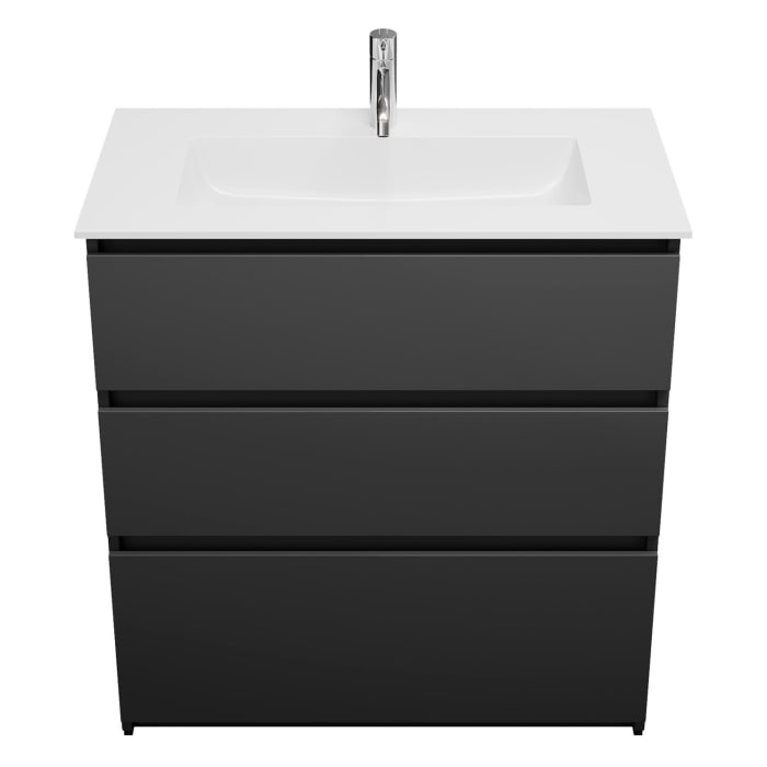 burgbad Lin20 Waschtischunterschrank mit Mineralguss-Waschtisch 82 cm, 3 Auszüge