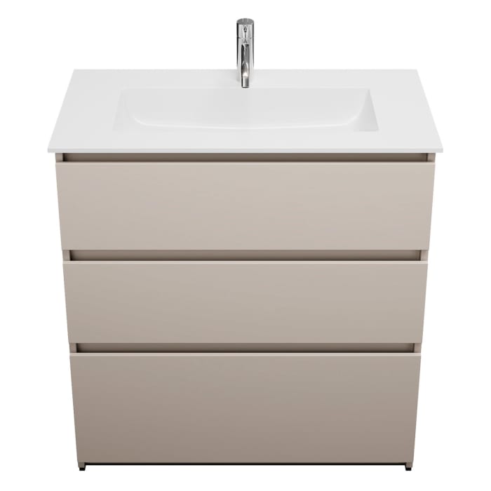 burgbad Lin20 Waschtischunterschrank mit Mineralguss-Waschtisch 82 cm, 3 Auszüge