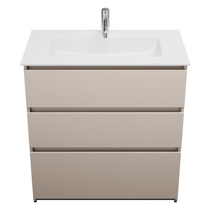 burgbad Lin20 Waschtischunterschrank mit Mineralguss-Waschtisch 82 cm, 3 Auszüge