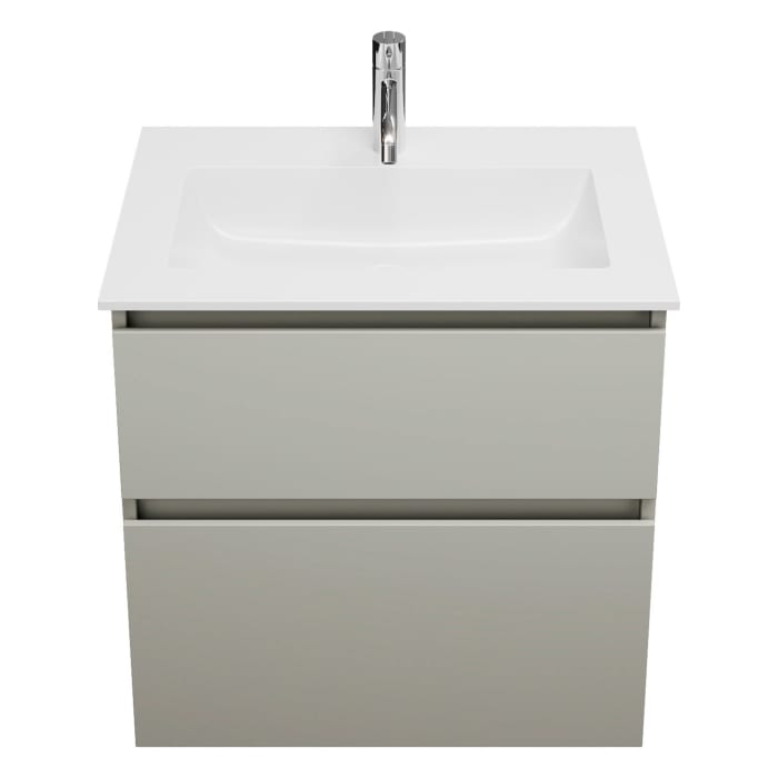 burgbad Lin20 Waschtischunterschrank mit Mineralguss-Waschtisch 62 cm, 2 Auszüge