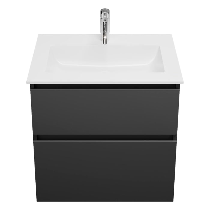 burgbad Lin20 Waschtischunterschrank mit Mineralguss-Waschtisch 62 cm, 2 Auszüge