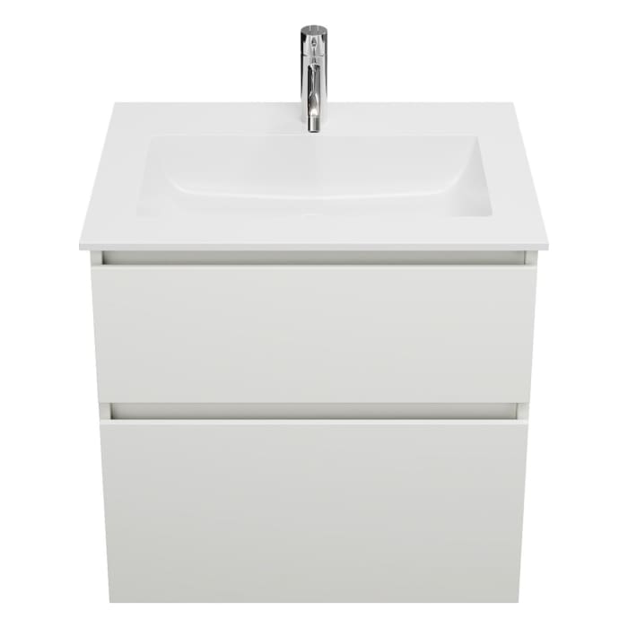 burgbad Lin20 Waschtischunterschrank mit Mineralguss-Waschtisch 62 cm, 2 Auszüge