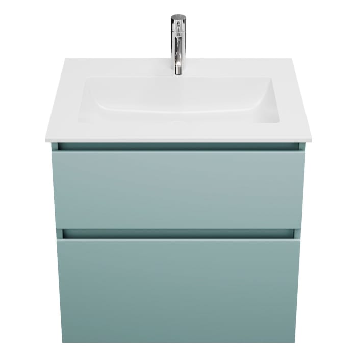 burgbad Lin20 Waschtischunterschrank mit Mineralguss-Waschtisch 62 cm, 2 Auszüge