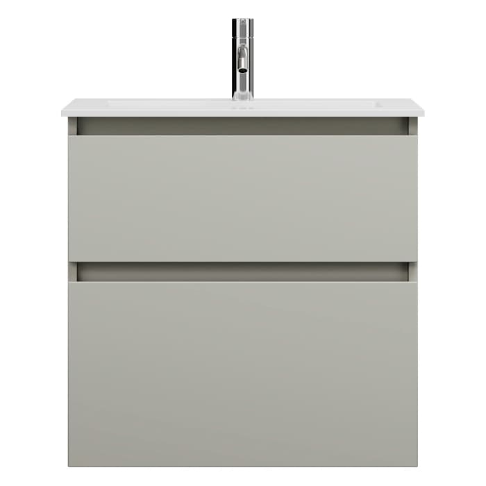 burgbad Lin20 Waschtischunterschrank mit Mineralguss-Waschtisch 62 cm, 2 Auszüge